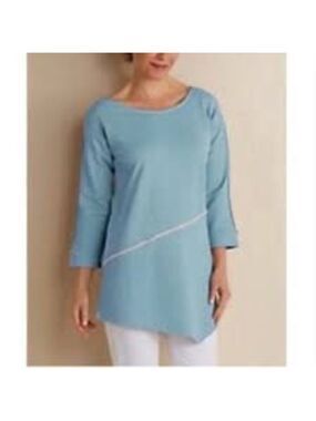 Soft Surroundings Blue Asymmetrical Seam Tunic Top Small